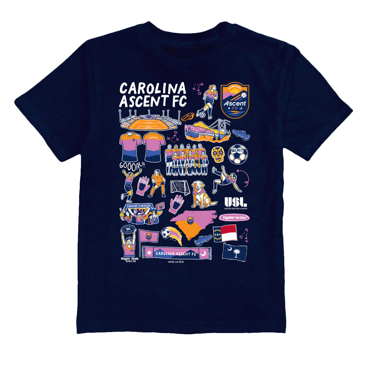 Carolina Ascent Impressions Artwork Navy Youth Cotton T-Shirt