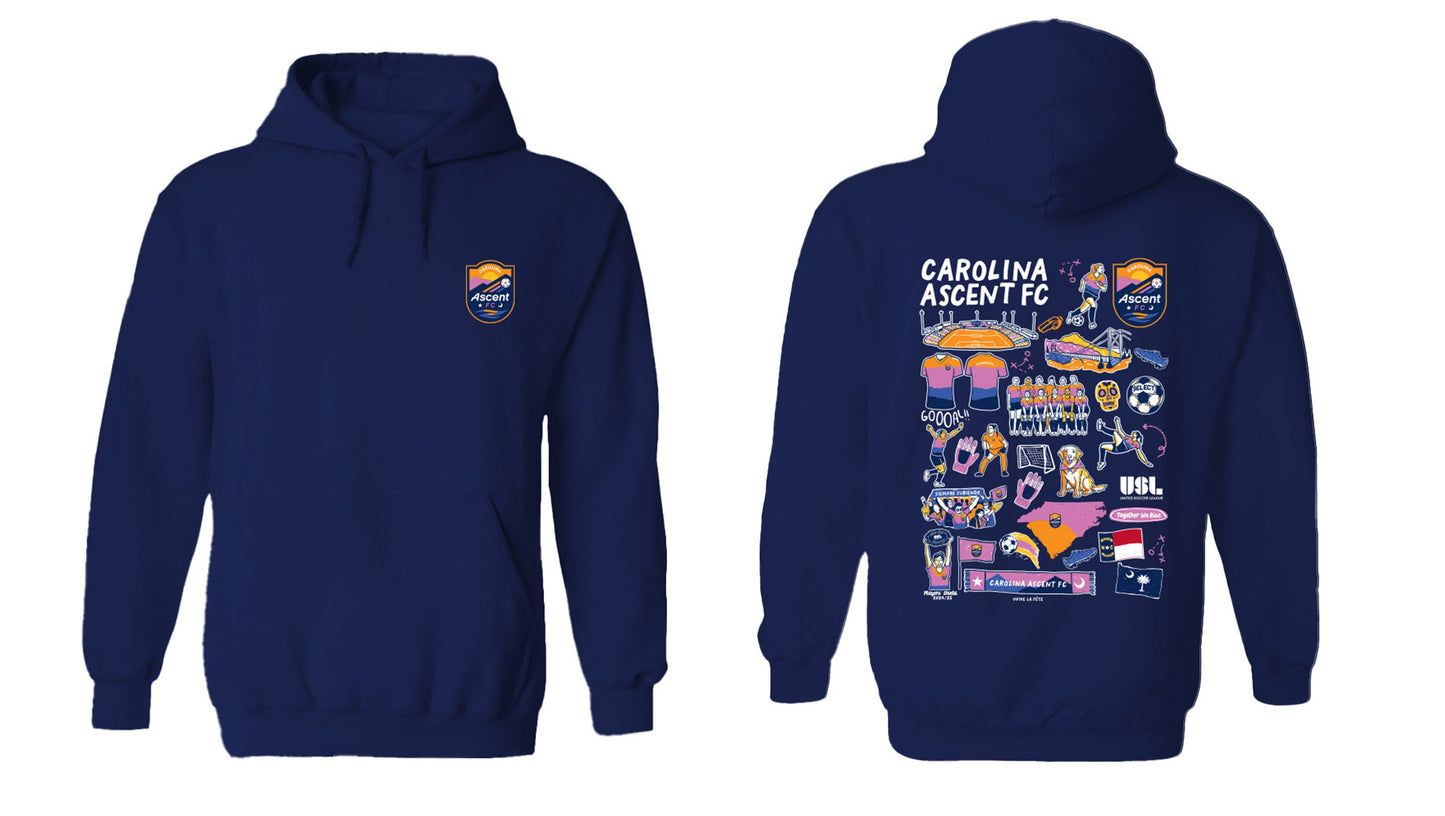 Carolina Ascent Women's Navy Pullover Cotton Hoodie
