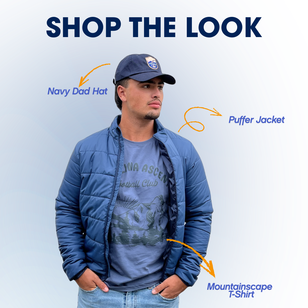 Mountainscape (Navy) Unisex Puffer Jacket