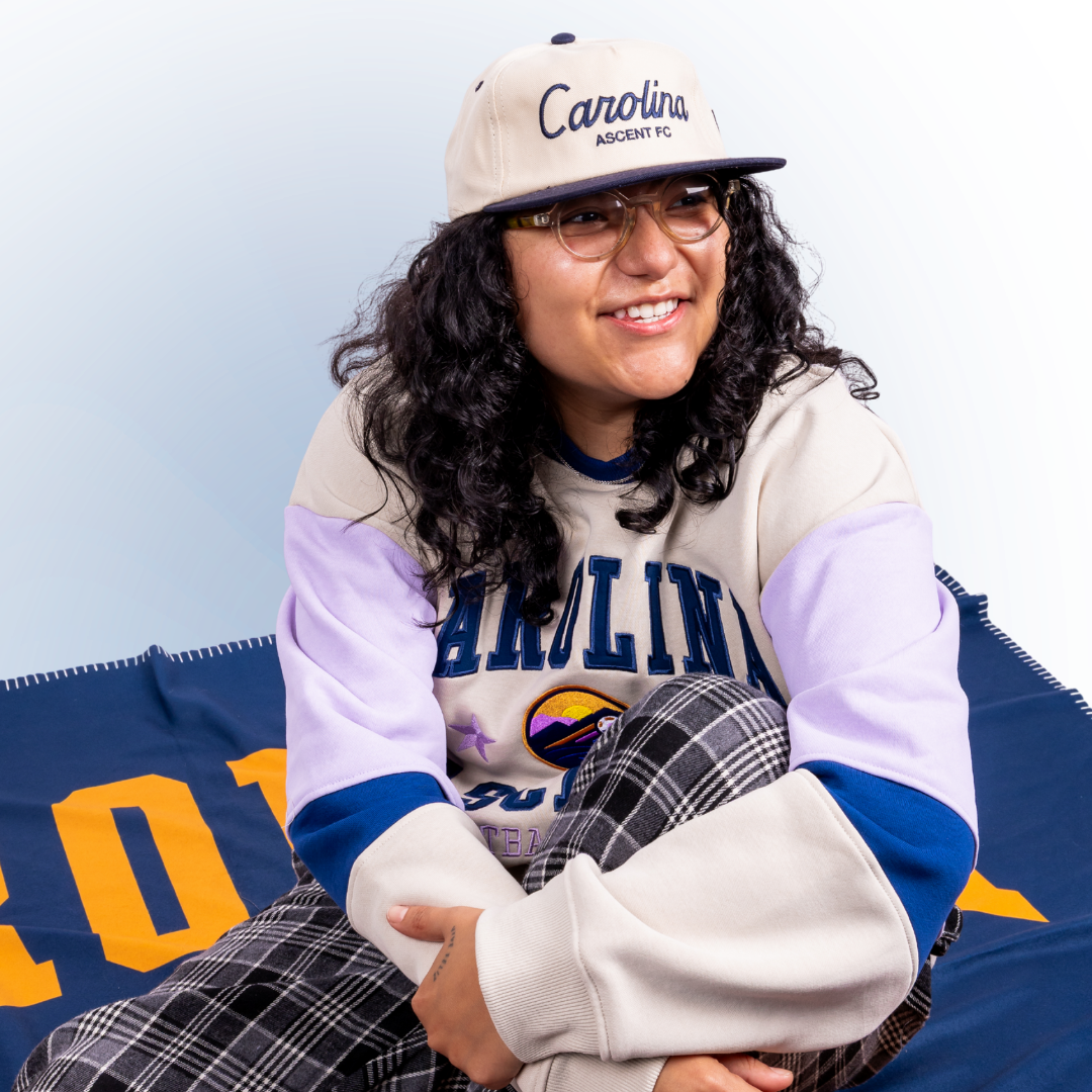 Hat: Flat Brim Script (Stone/Navy)