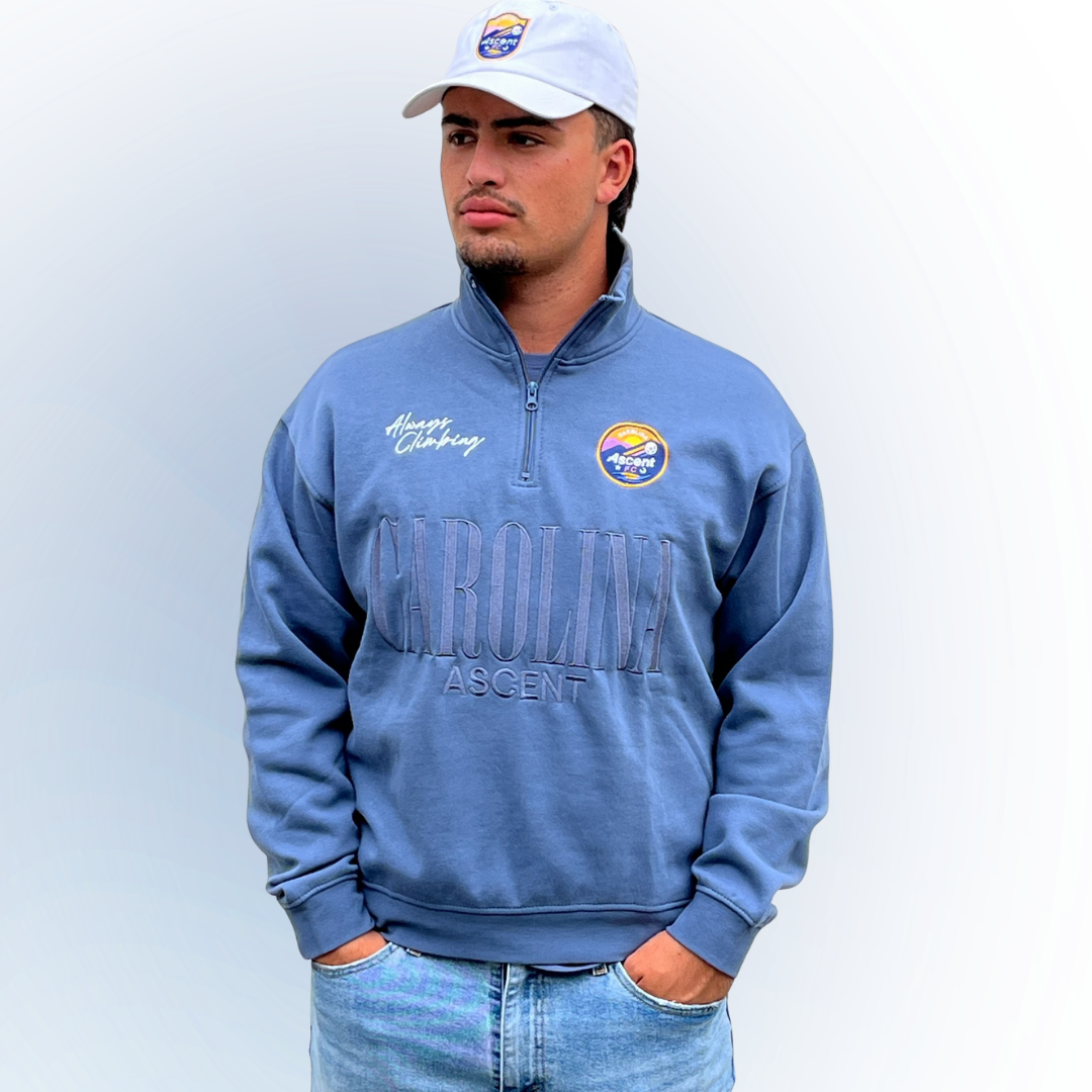 Half Zip Relaxed (Oxford Blue) Unisex Adult Sweater