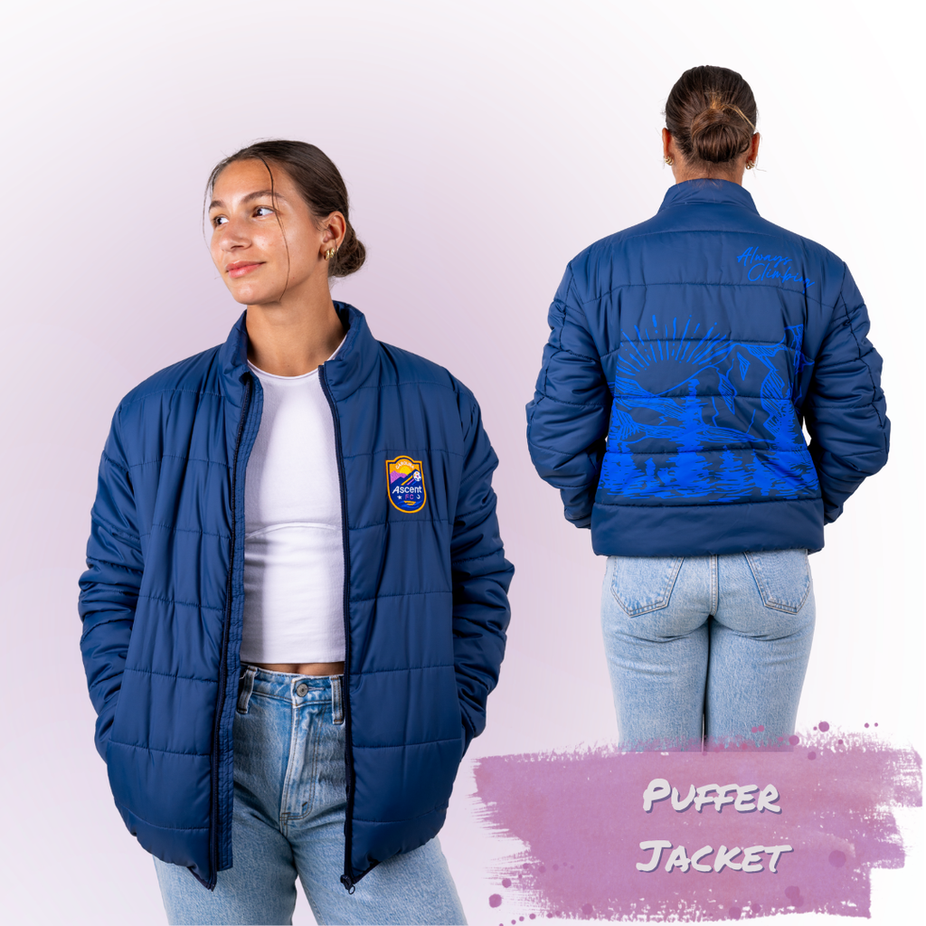 Mountainscape (Navy) Unisex Puffer Jacket