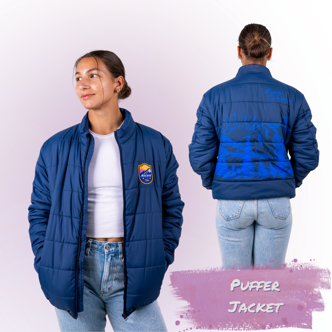 Mountainscape (Navy) Unisex Puffer Jacket