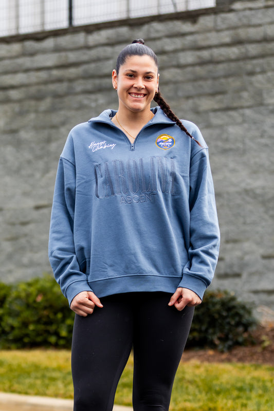 Half Zip Relaxed (Oxford Blue) Unisex Adult Sweater