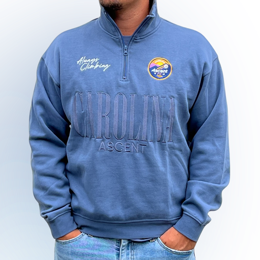 Half Zip Relaxed (Oxford Blue) Unisex Adult Sweater