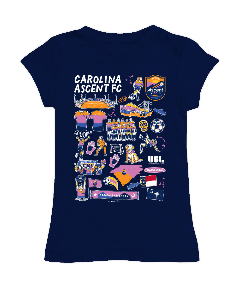 Carolina Ascent Girl´s Fitted Cotton T-shirt Navy
