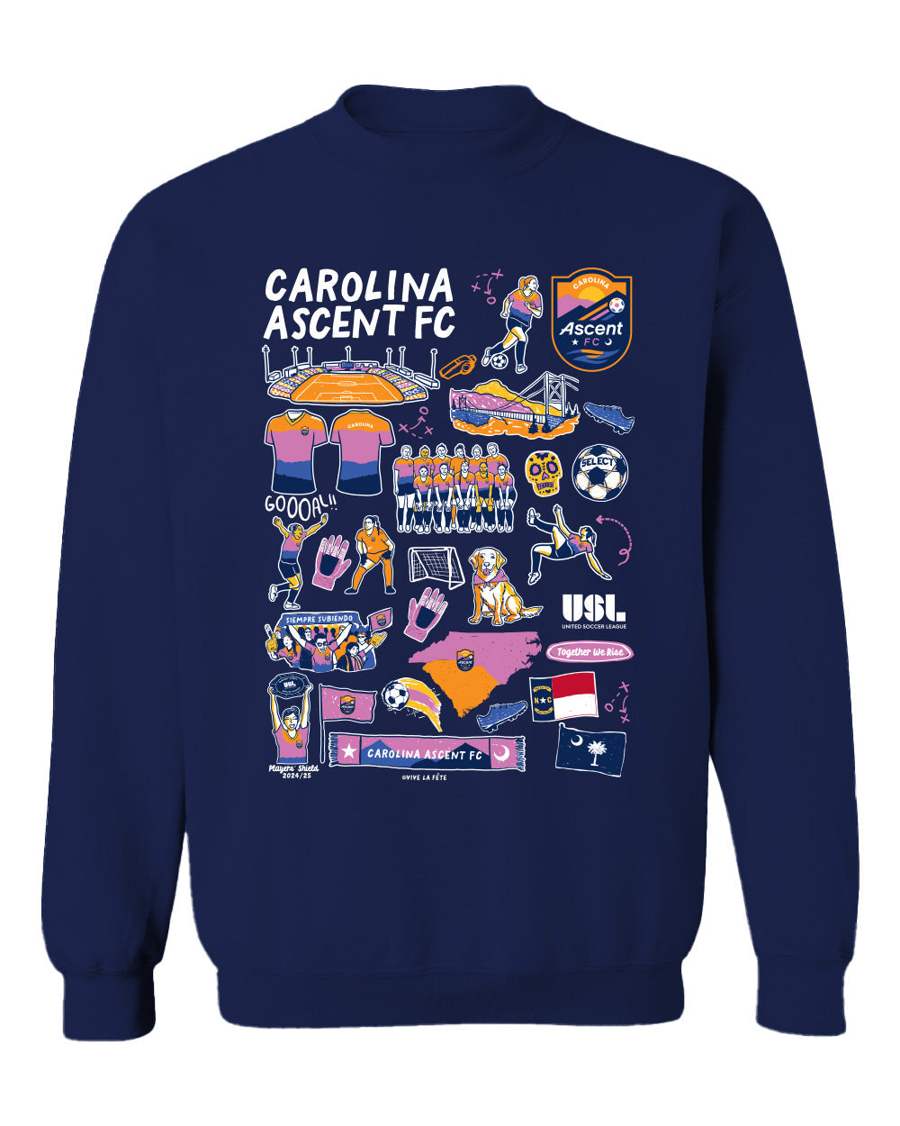Carolina Ascent Cotton Crewneck Pullover Sweatshirt Navy Womens