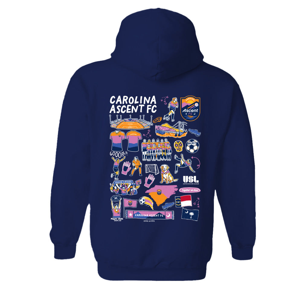 Carolina Ascent Women's Navy Pullover Cotton Hoodie