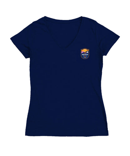 Carolina Ascent Women's V-neck Fitted Navy Cotton T-Shirt