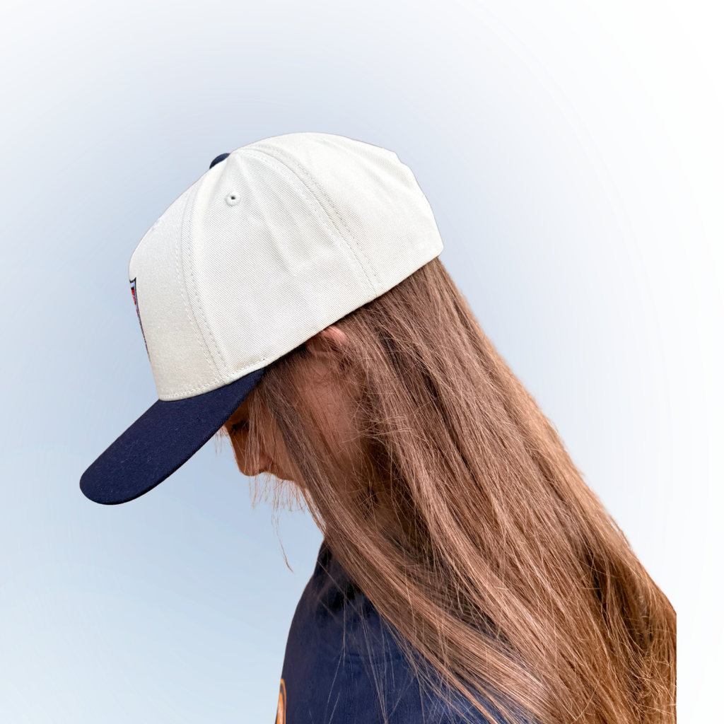 Hat: Flat Brim Script (Stone/Navy)