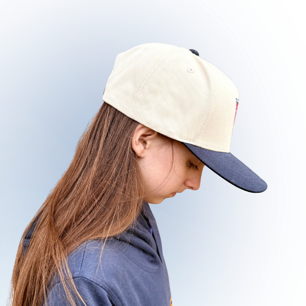 Hat: Flat Brim Script (Stone/Navy)