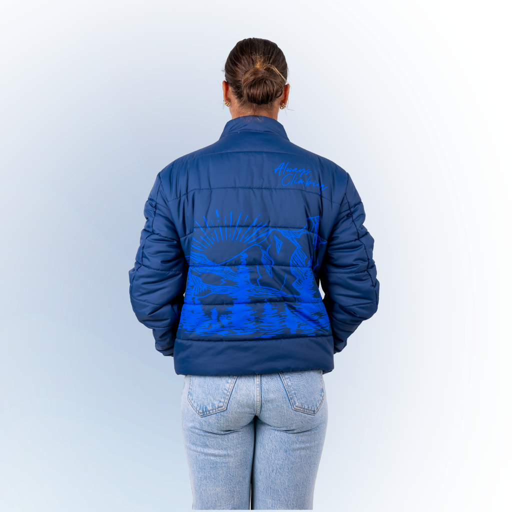 Mountainscape (Navy) Unisex Puffer Jacket