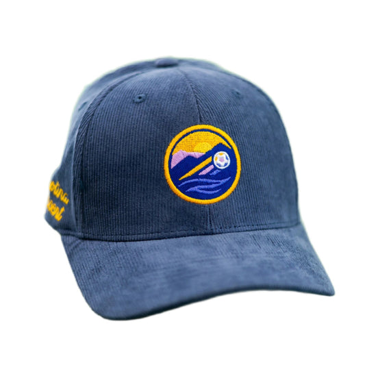 Hat: Corduroy (Oxford Blue) Circle Logo with Side Script